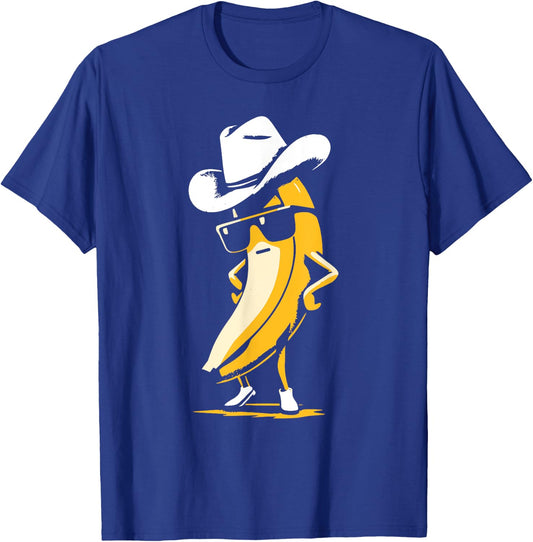 Banana Cowboy Cowgirl Country Western Novelty Funny Banana T-Shirt - T-Shirt | Royal