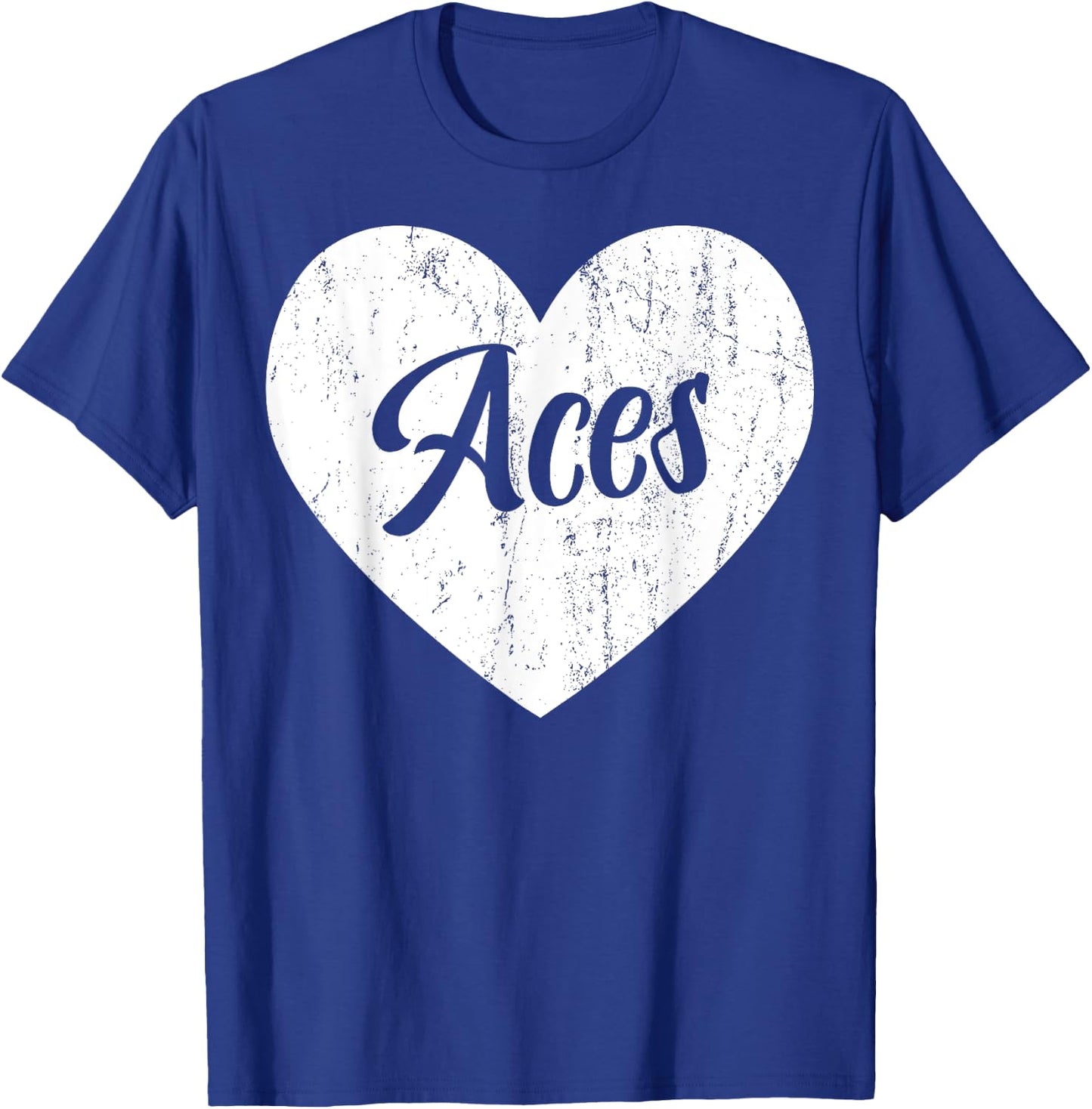 Aces School Sports Fan Team Spirit Mascot Heart Gift T-Shirt - T-Shirt | Royal