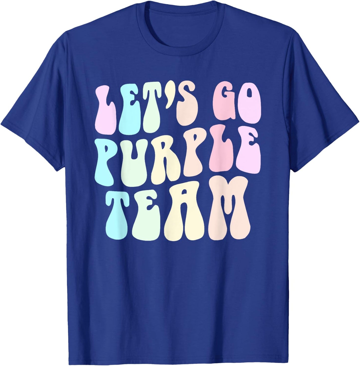 Retro LET'S GO PURPLE TEAM Summer Camp War Game Color Wavy Women Kids T-Shirt - T-Shirt | Royal