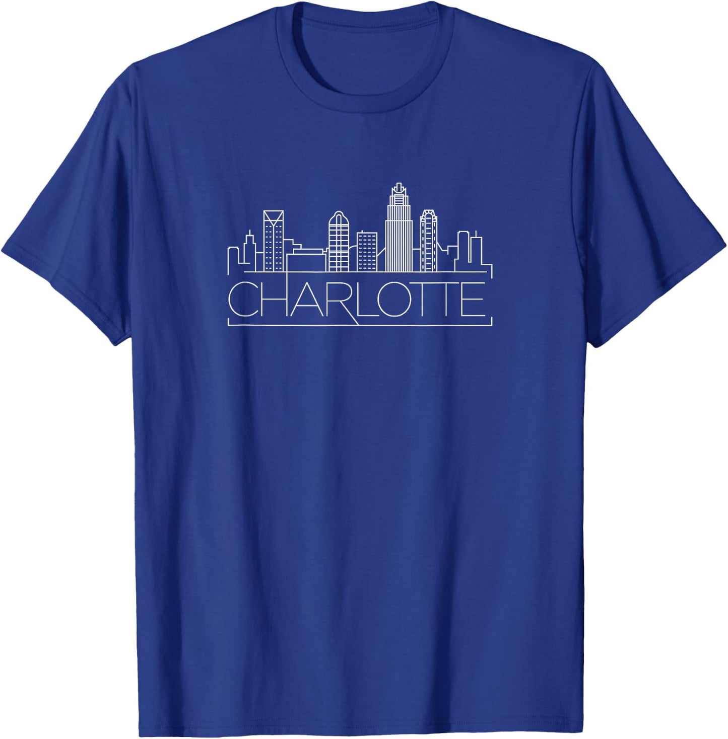 Charlotte,North Carolina, Queen/Mint City Skyline Minimalist T-Shirt - T-Shirt | Royal