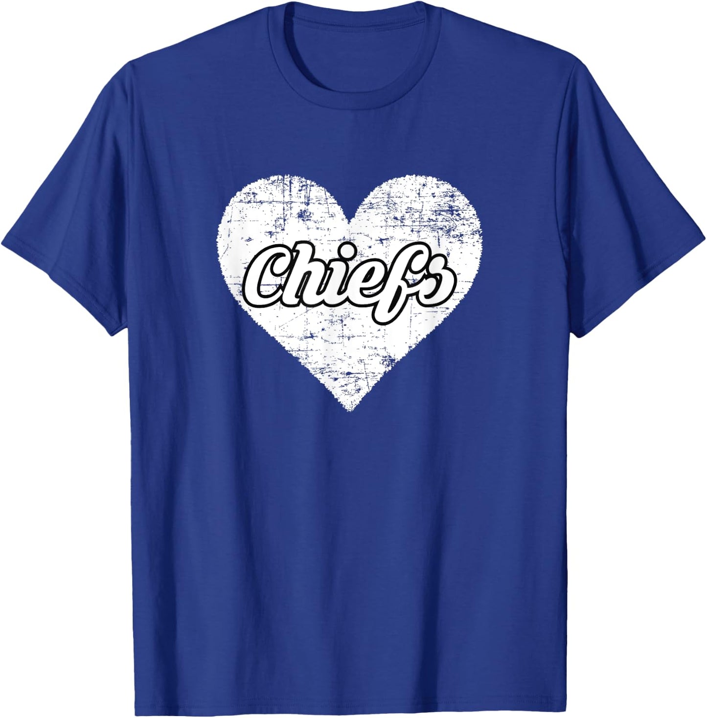 Chiefs Over Distressed Heart Huron T-Shirt - T-Shirt | Royal