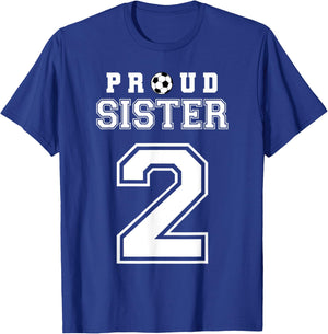 Number 2 Custom Proud Soccer Futbol Sister Personalized T-Shirt - T-Shirt | Royal
