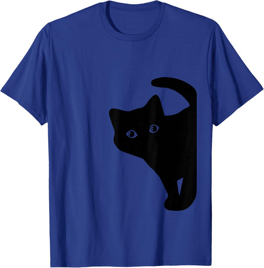 Peeking Cute Black Curious Kitten Men Women Kids Boys Girls T-Shirt - T-Shirt | Royal