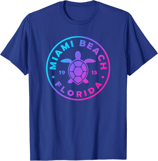Miami Beach Florida Sea Turtle Colorful Vacation Souvenir T-Shirt - T-Shirt | Royal