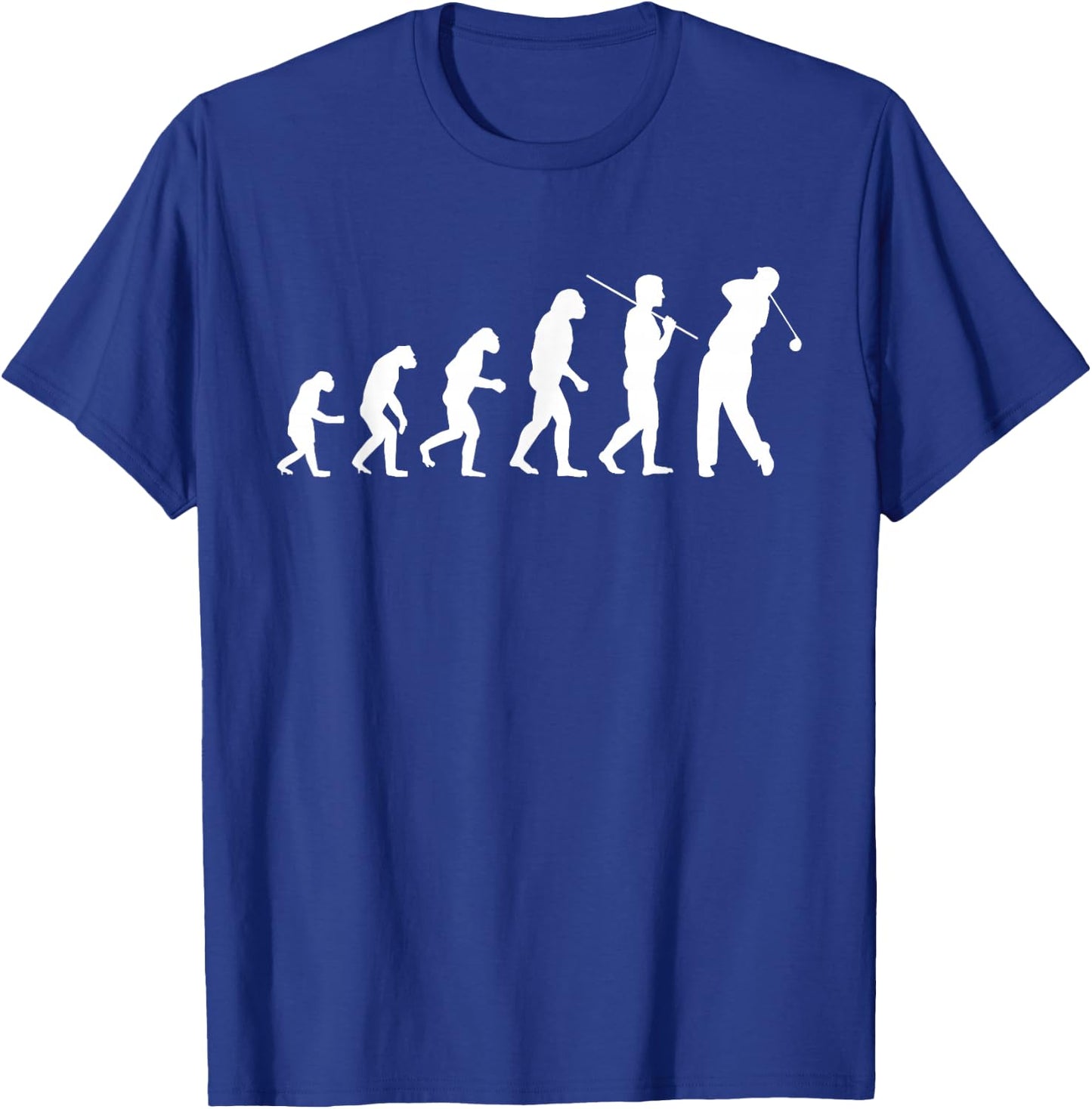 Golf Evolution From Caveman to a Golfer T-Shirt - T-Shirt | Royal