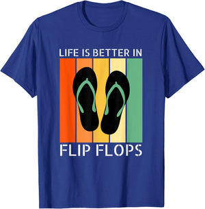 Summer Funny Beach Life is Better in Flip Flops Men Women T-Shirt - T-Shirt | Royal