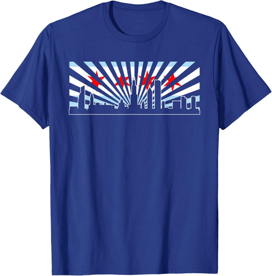 Chicago Flag Skyline Shirt | Know About Chicago Gift T-Shirt - T-Shirt | Royal