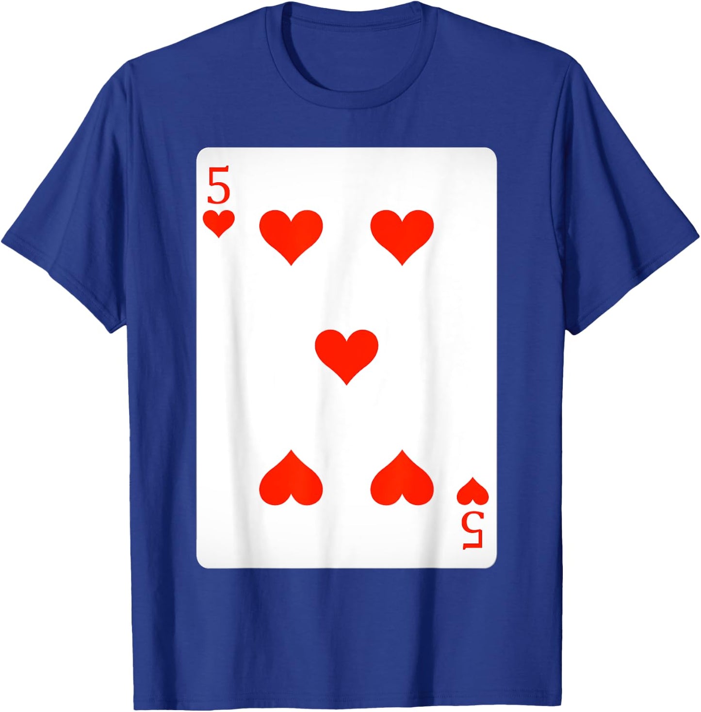 5 Five Of Hearts Playing Cards Shirt Easy Halloween Costume T-Shirt - T-Shirt | Royal
