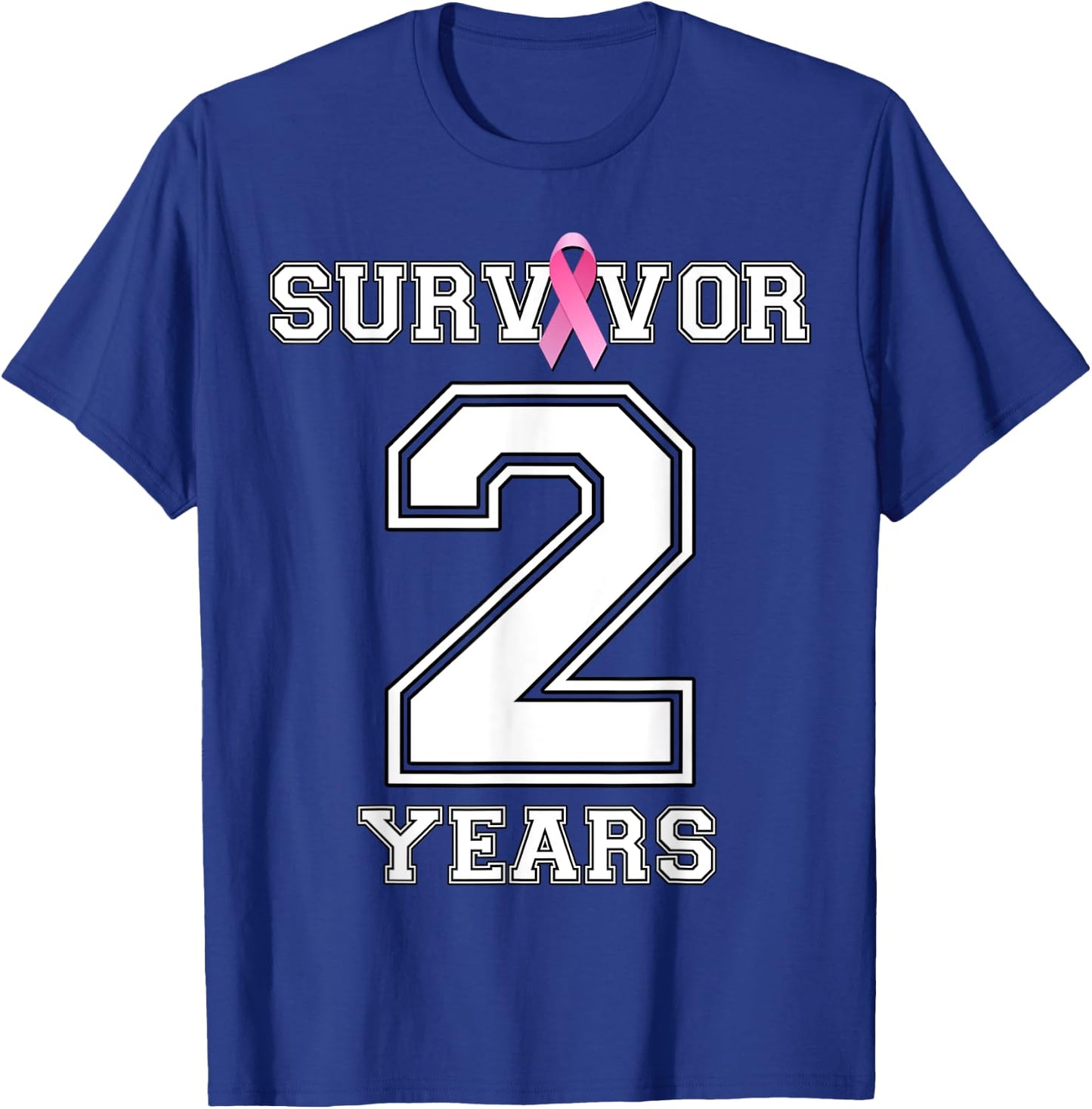2 Years Breast Cancer Survivor Pink Ribbon Awareness ZL T-Shirt - T-Shirt | Royal
