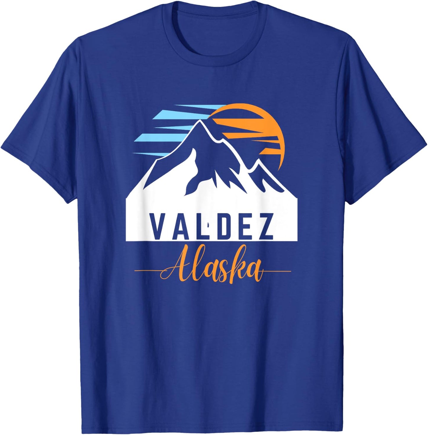 Valdez AK Sunrise Sunset & Mountains Outdoor Adventure T-Shirt - T-Shirt | Royal
