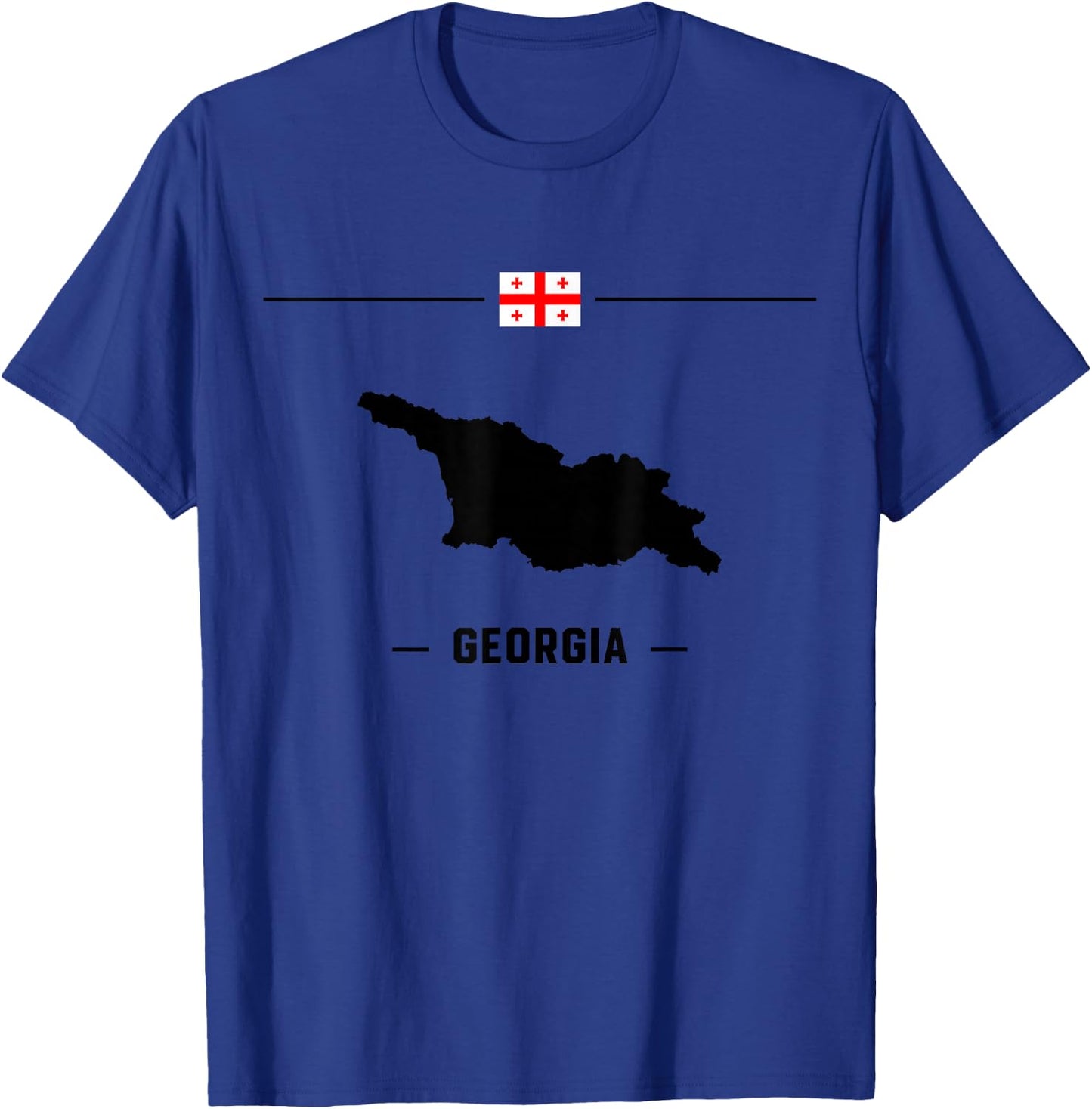 Georgian flag with map and name of the country Georgia T-Shirt - T-Shirt | Royal