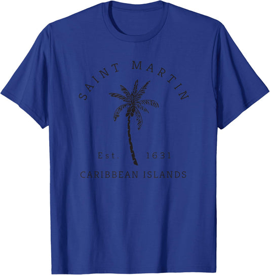Retro Cool St. Martin Caribbean Islands Beach Palm Tree Women T-Shirt - T-Shirt | Royal