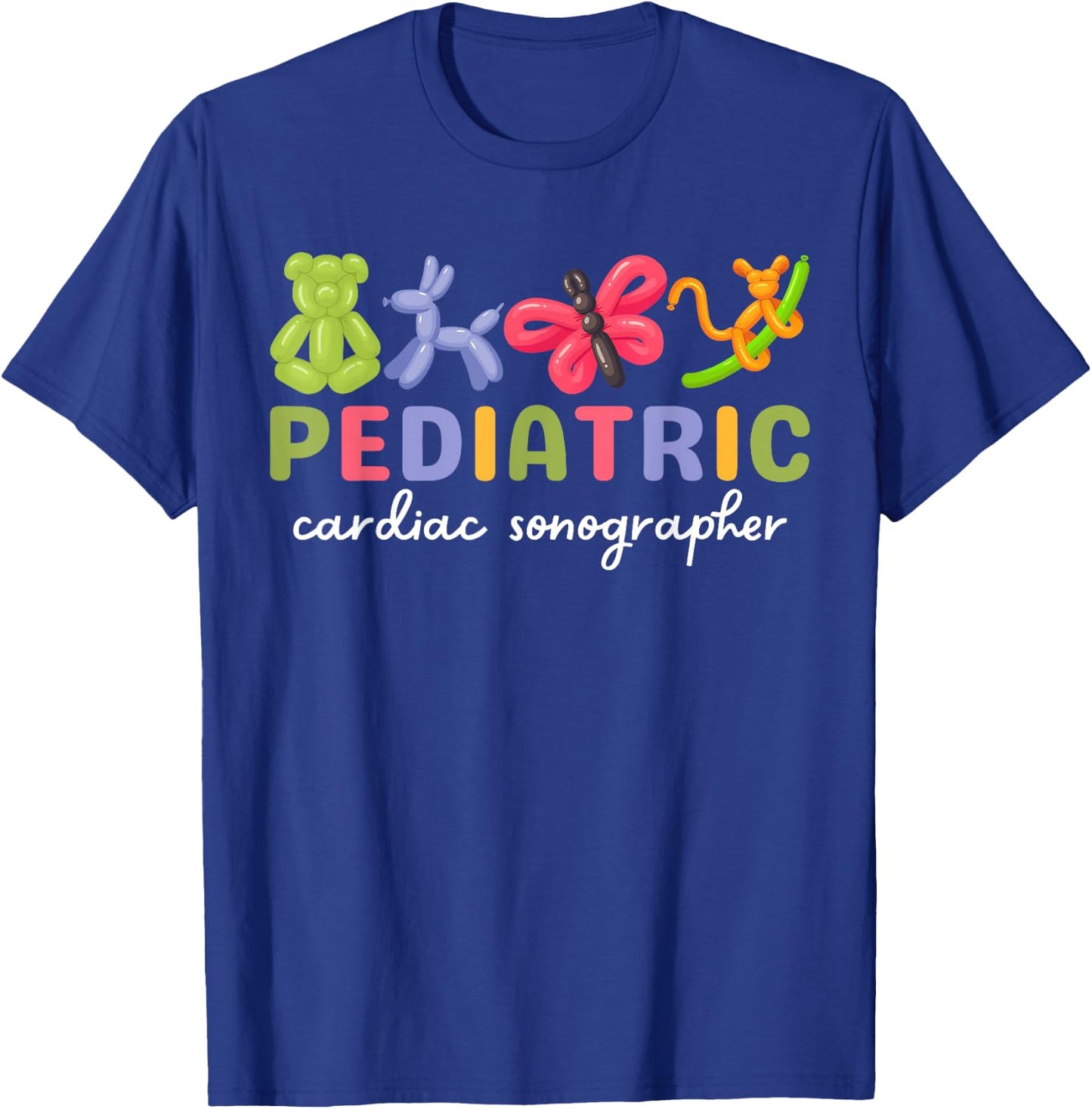 Pediatric Cardiac Sonographer Cute Animals PEDS Nurse Week T-Shirt - T-Shirt | Royal