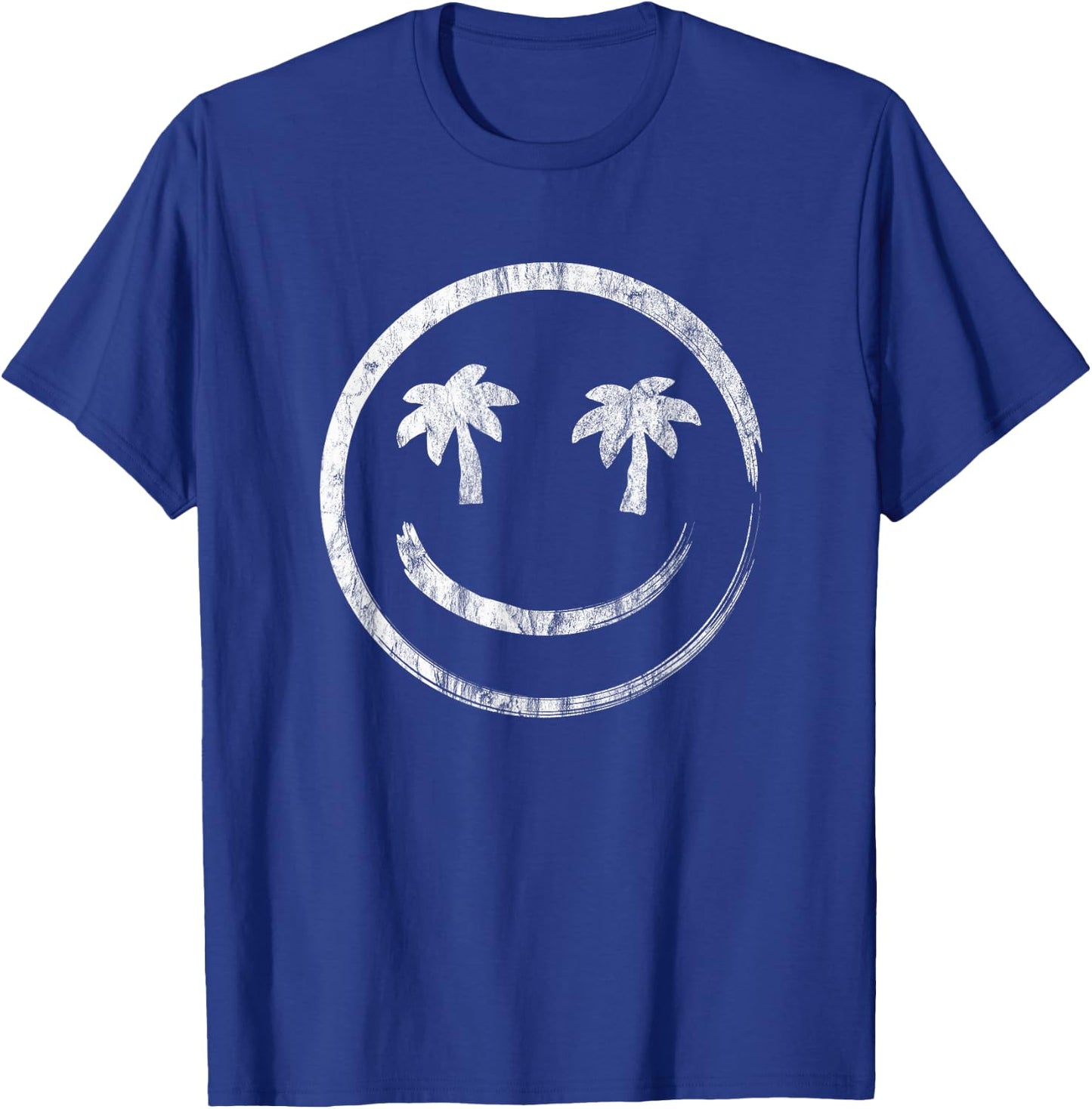 Palm Tree Smile Happy Face Vintage Style T-Shirt - T-Shirt | Royal
