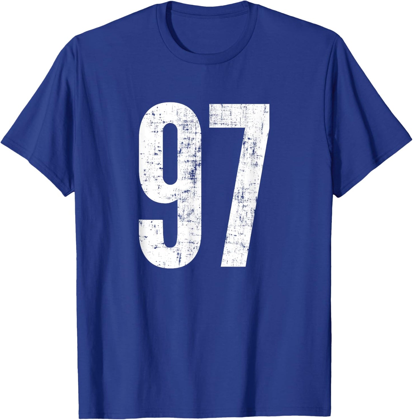 Number 97 Ninety Seven Distressed Vintage Sport Team Players T-Shirt - T-Shirt | Royal