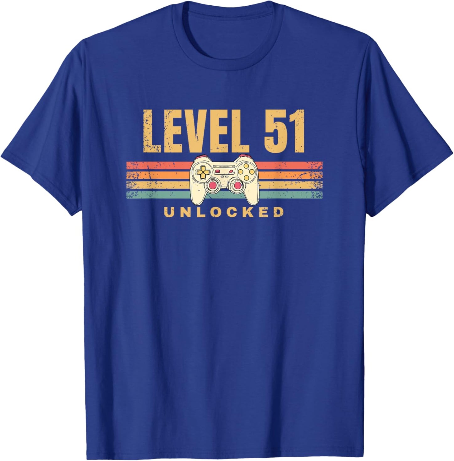 Level 51 Unlocked Funny Video Gamer 51st Birthday Gaming T-Shirt - T-Shirt | Royal