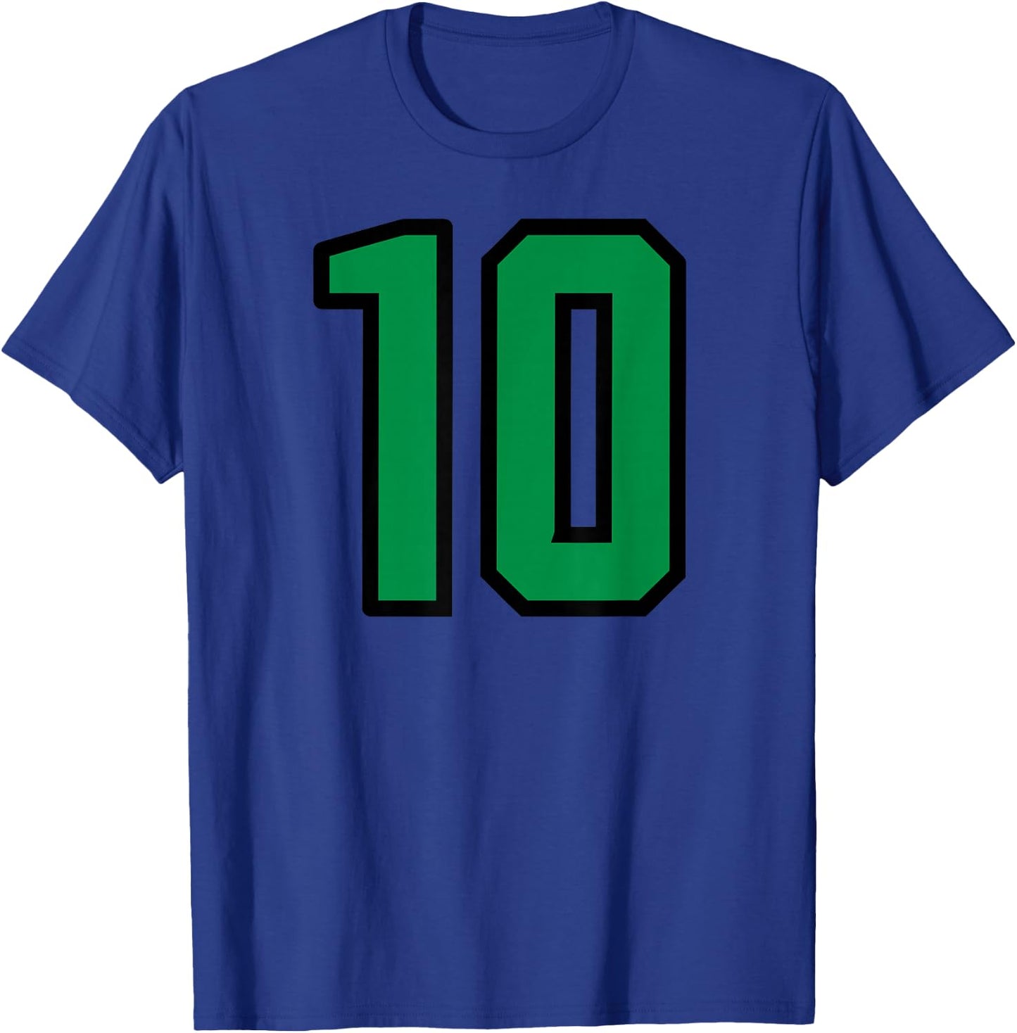 Number #10 Sport Green Varsity Number T-Shirt - T-Shirt | Royal