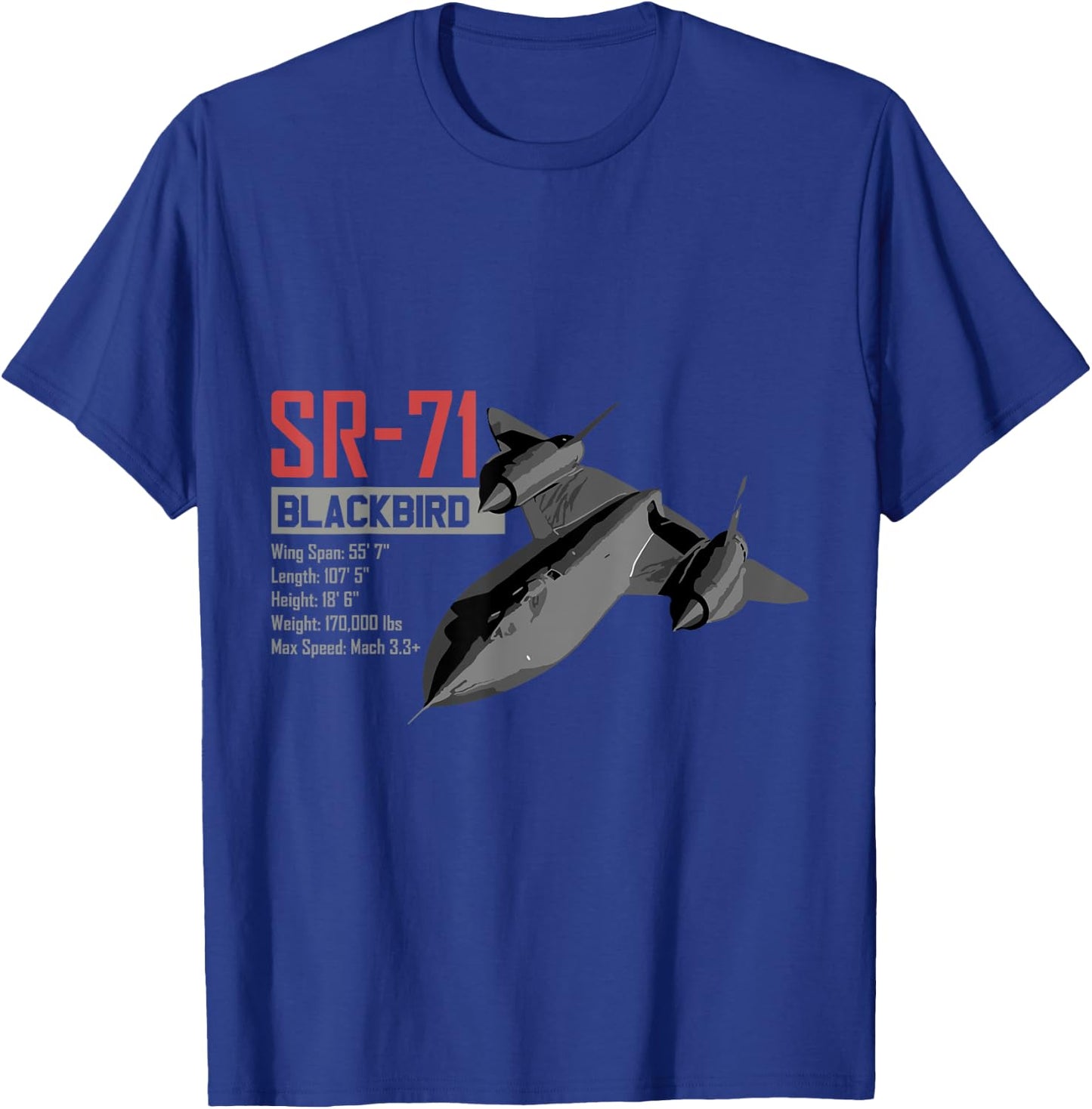American Reconnaissance Aircraft SR71 Blackbird T-Shirt - T-Shirt | Royal