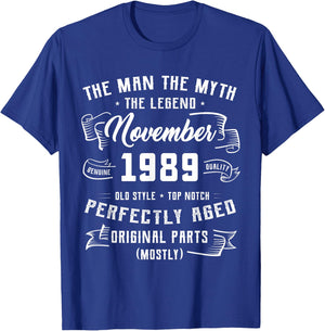 Man Myth Legend November 1989 35th Birthday Gift 35 Years Ol T-Shirt - T-Shirt | Royal