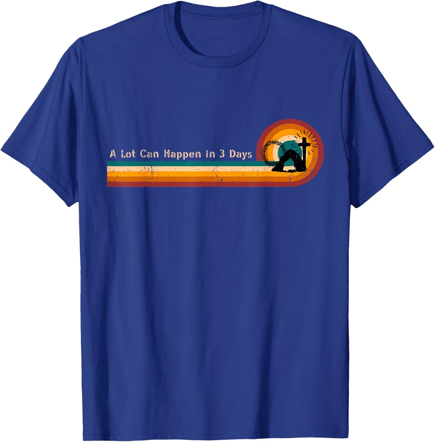 A Lot Can Happen In 3 Days Retro Stripes T-Shirt - T-Shirt | Royal