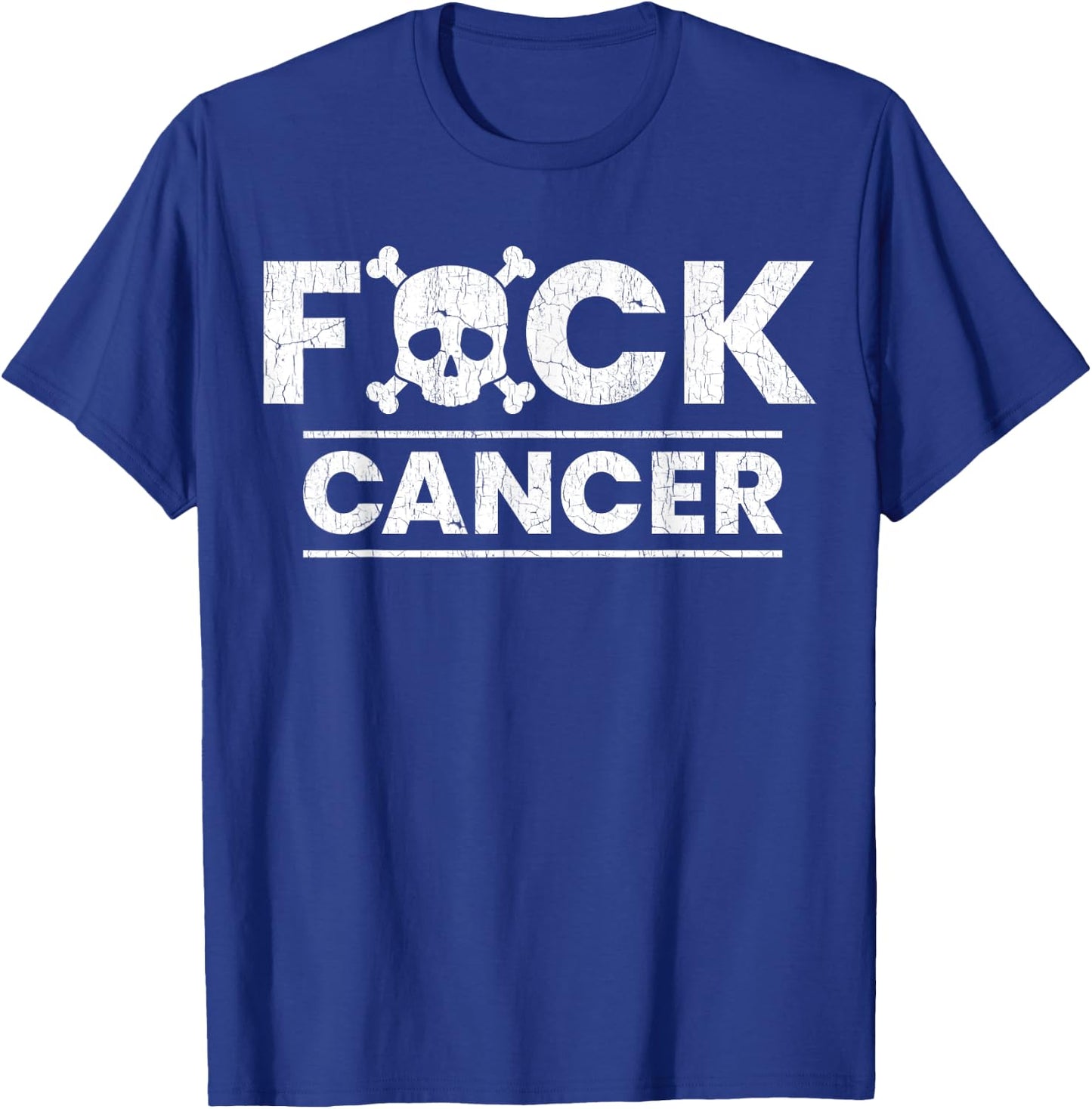 Fuck Cancer Skull Crossbones Skeleton Breast Cancer T-Shirt - T-Shirt | Royal