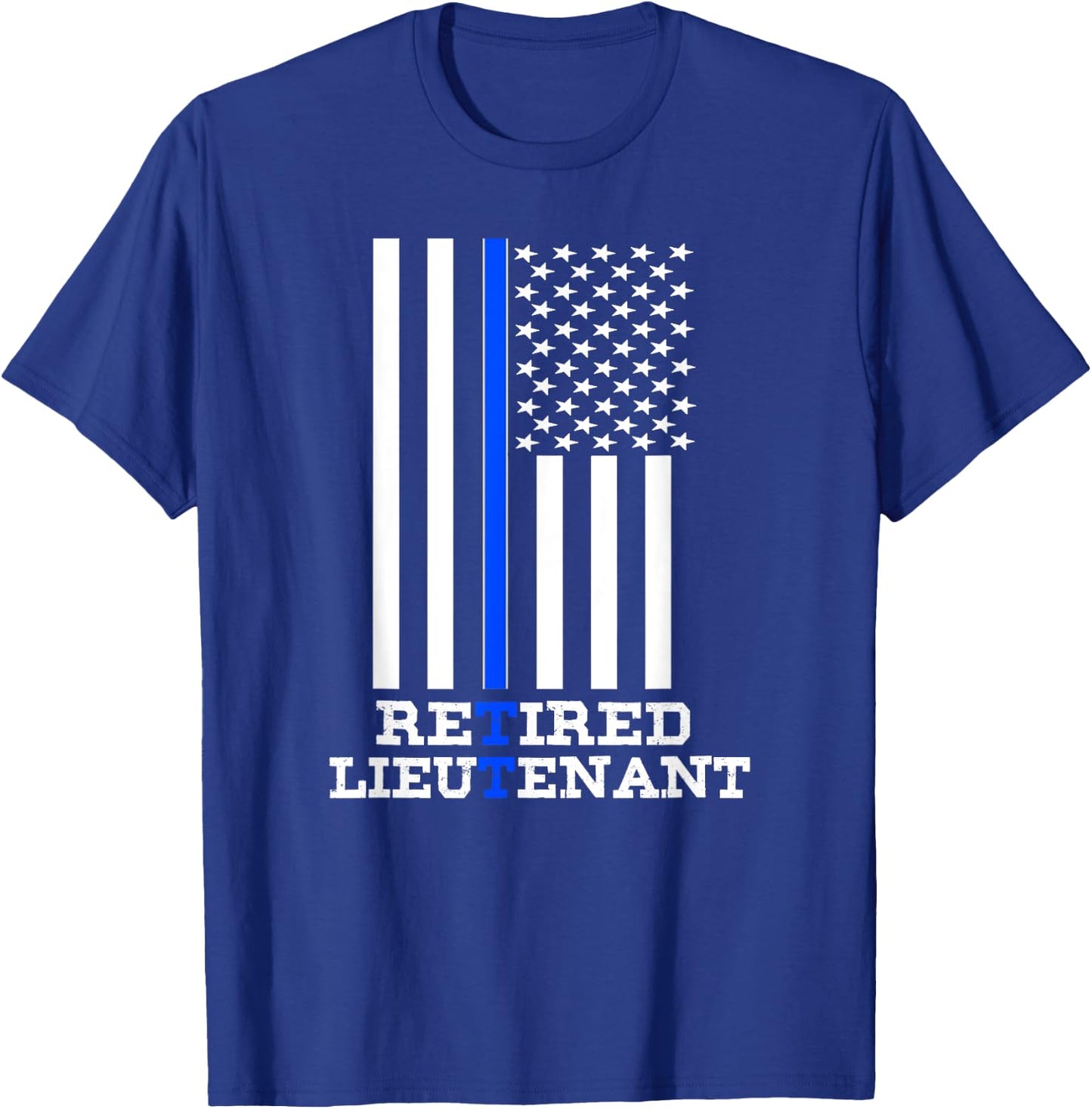 Retired Police Lieutenant Shirt Thin Blue Line Retirement T-Shirt - T-Shirt | Royal