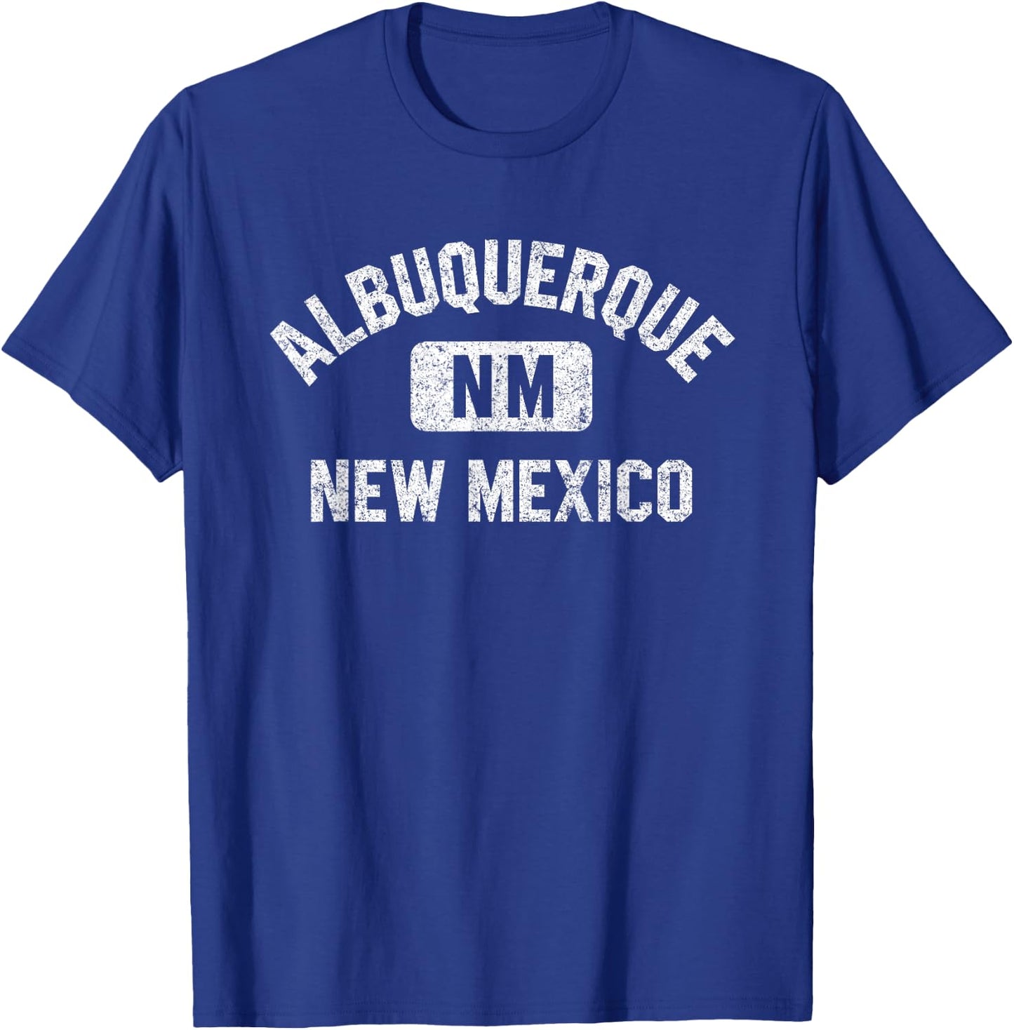 Albuquerque New Mexico Gym Style Distressed White Print T-Shirt - T-Shirt | Royal
