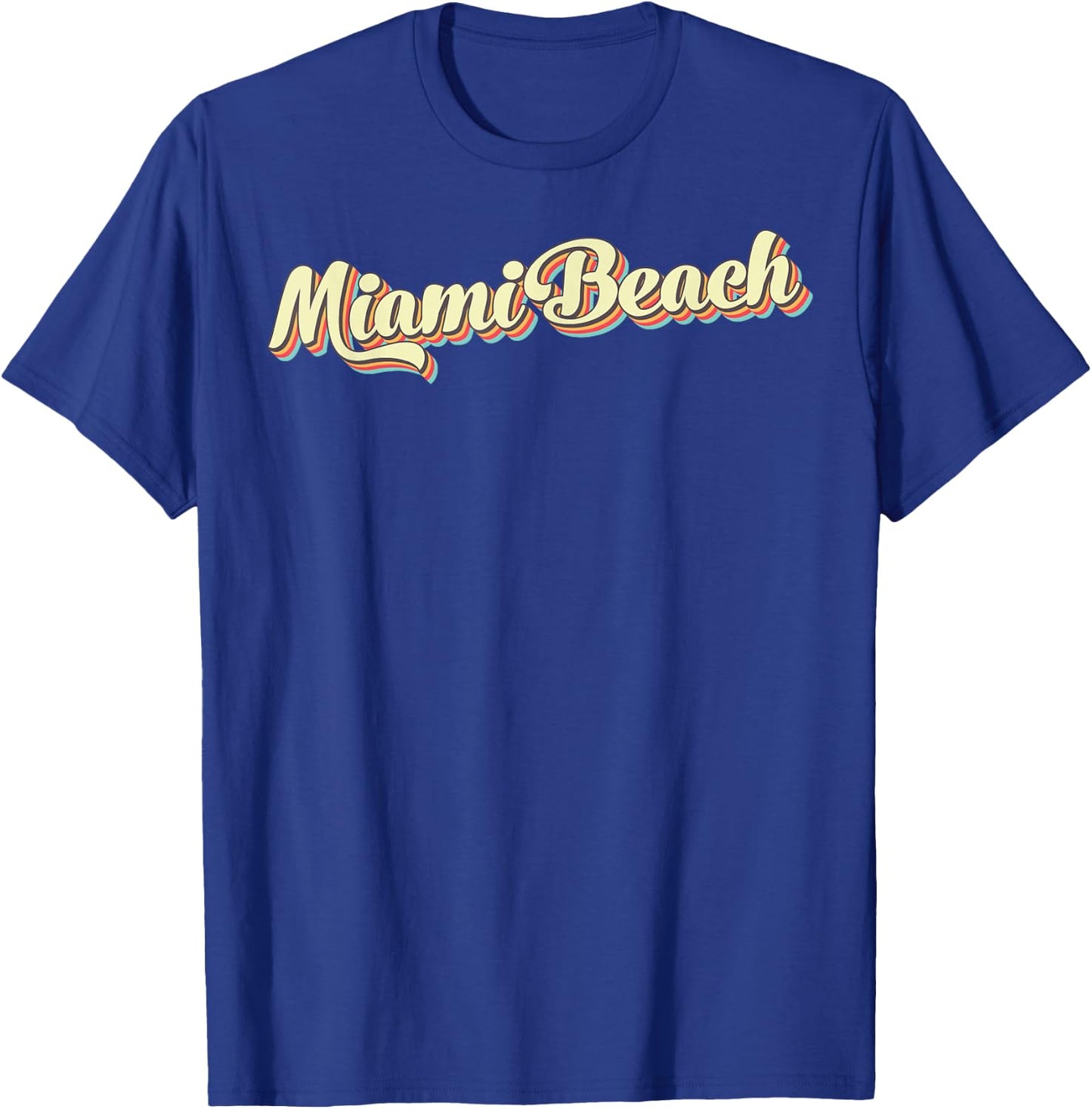 Miami Beach Retro Art Baseball Font Vintage T-Shirt - T-Shirt | Royal