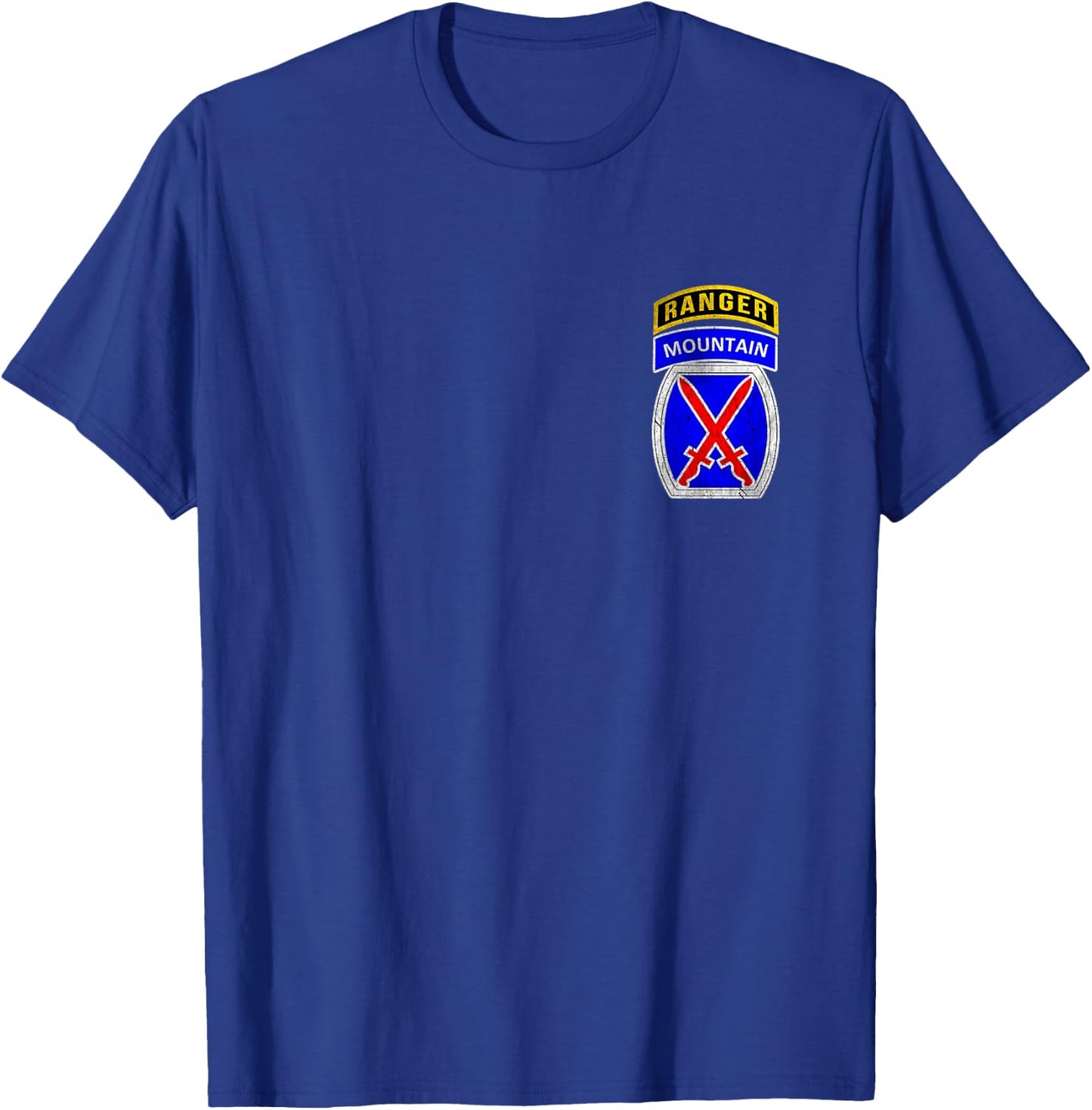 10th Mountain Division Ranger Tab Logo Military Veterans Day T-Shirt - T-Shirt | Royal