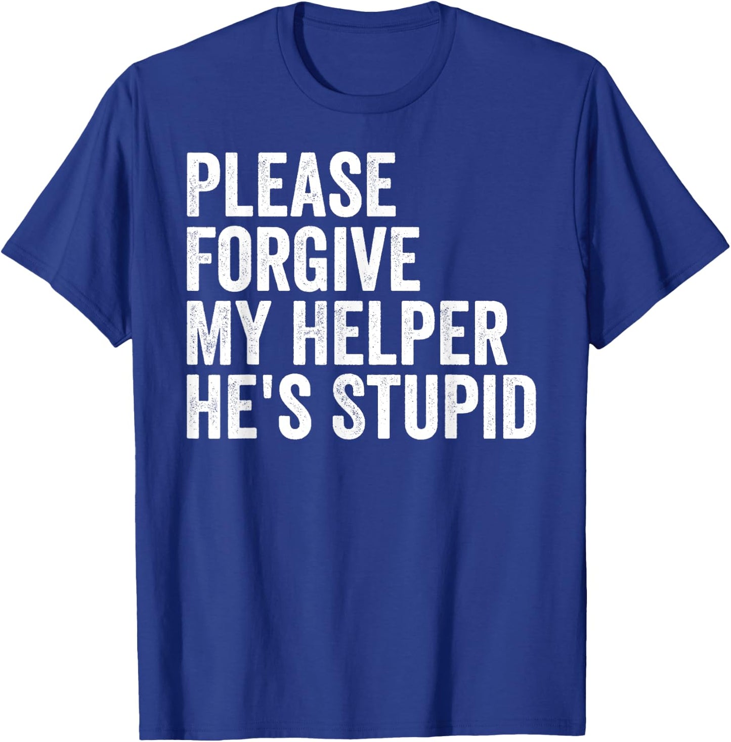 Please Forgive My Helper He's Stupid Sarcastic Quote T-Shirt - T-Shirt | Royal