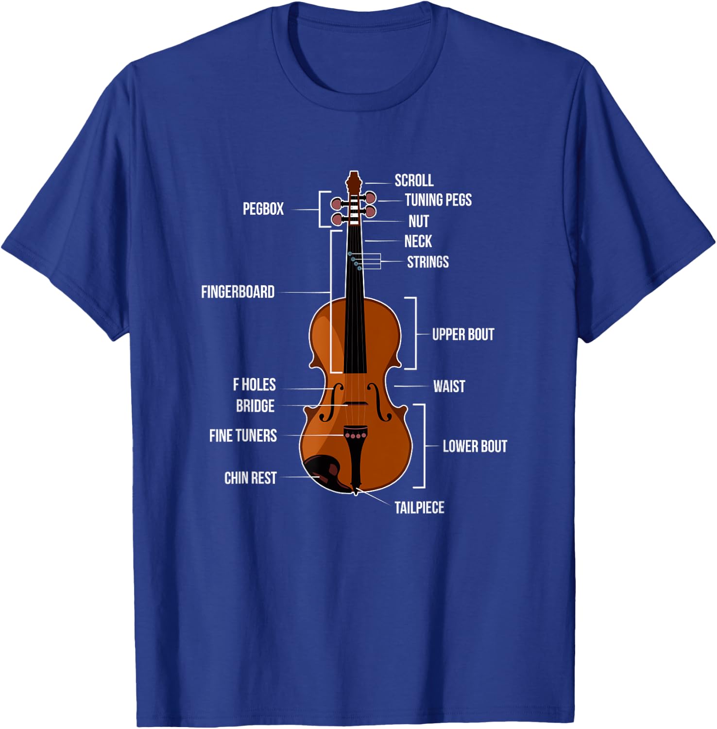 Music Orchestra Viola Anatomy Of Violin Violinist Player T-Shirt - T-Shirt | Royal