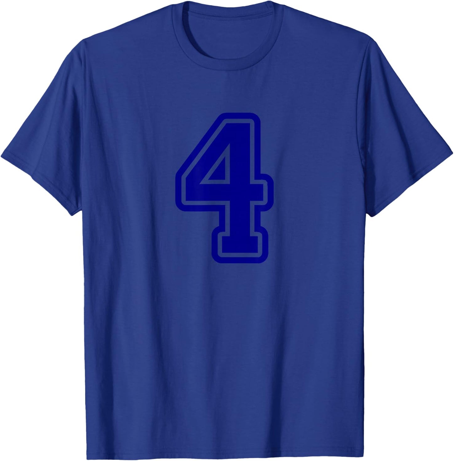 Number #4 Sport Blue Varsity Number T-Shirt - T-Shirt | Royal