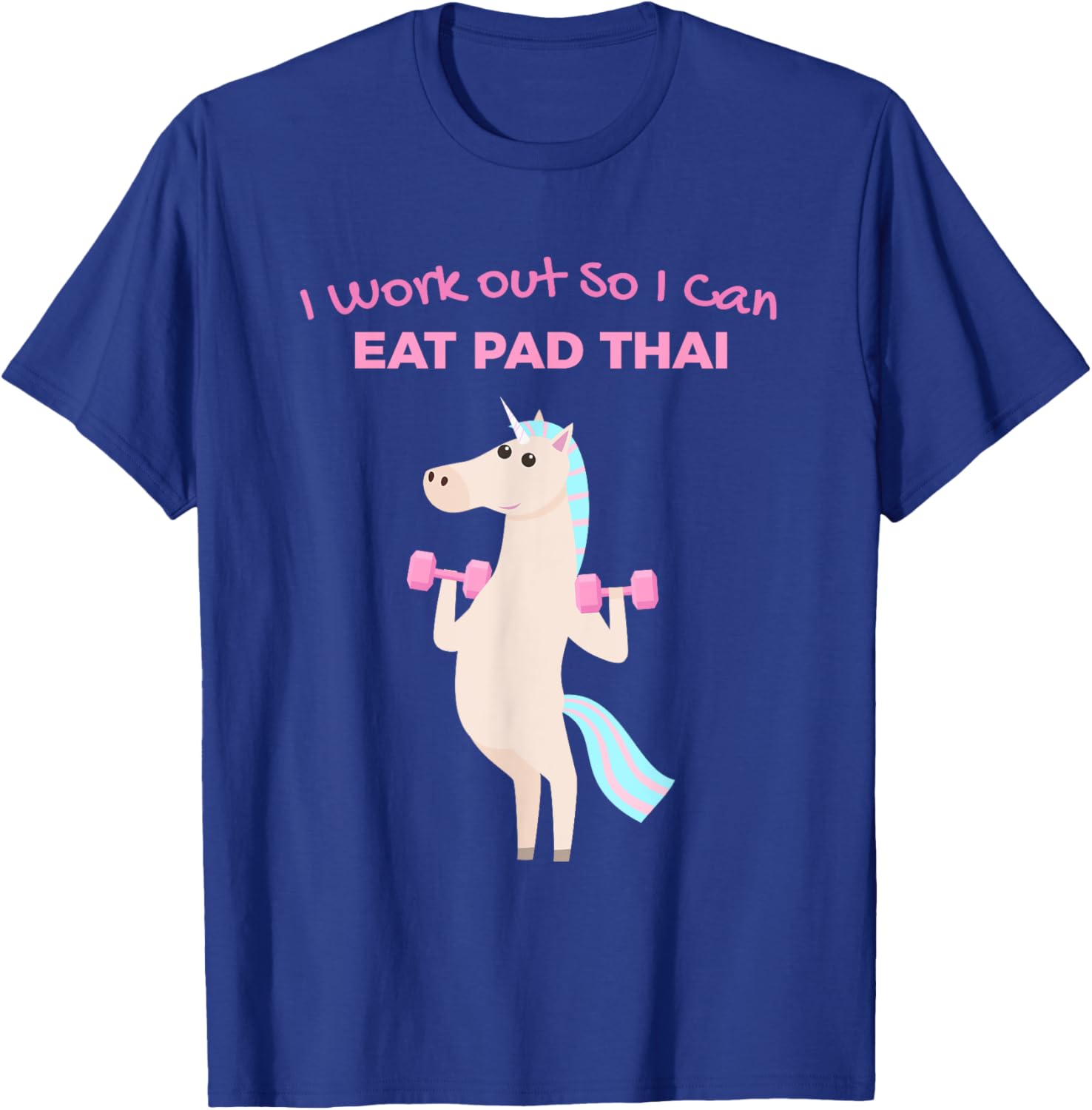 Funny Pad Thai Lover Unicorn Gym Design T-Shirt - T-Shirt | Royal