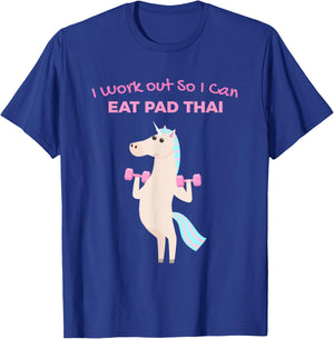 Funny Pad Thai Lover Unicorn Gym Design T-Shirt - T-Shirt | Royal