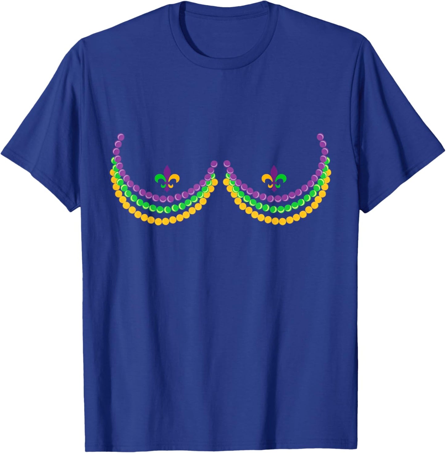 Boobshirt Mardi Gras Funny Beads Boobs Outline Costume Humor T-Shirt - T-Shirt | Royal