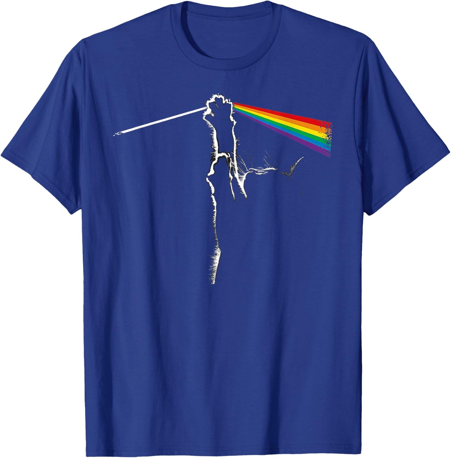 Vintage Cat Prism Rainbow Light Retro Cats Love Rock Music T-Shirt - T-Shirt | Royal