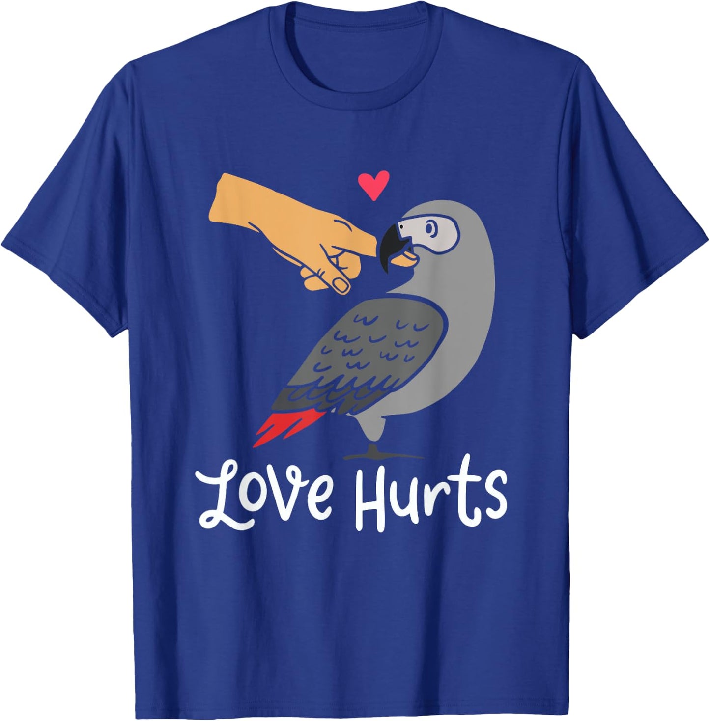 Love Hurts, African Grey Parrot T-Shirt - T-Shirt | Royal