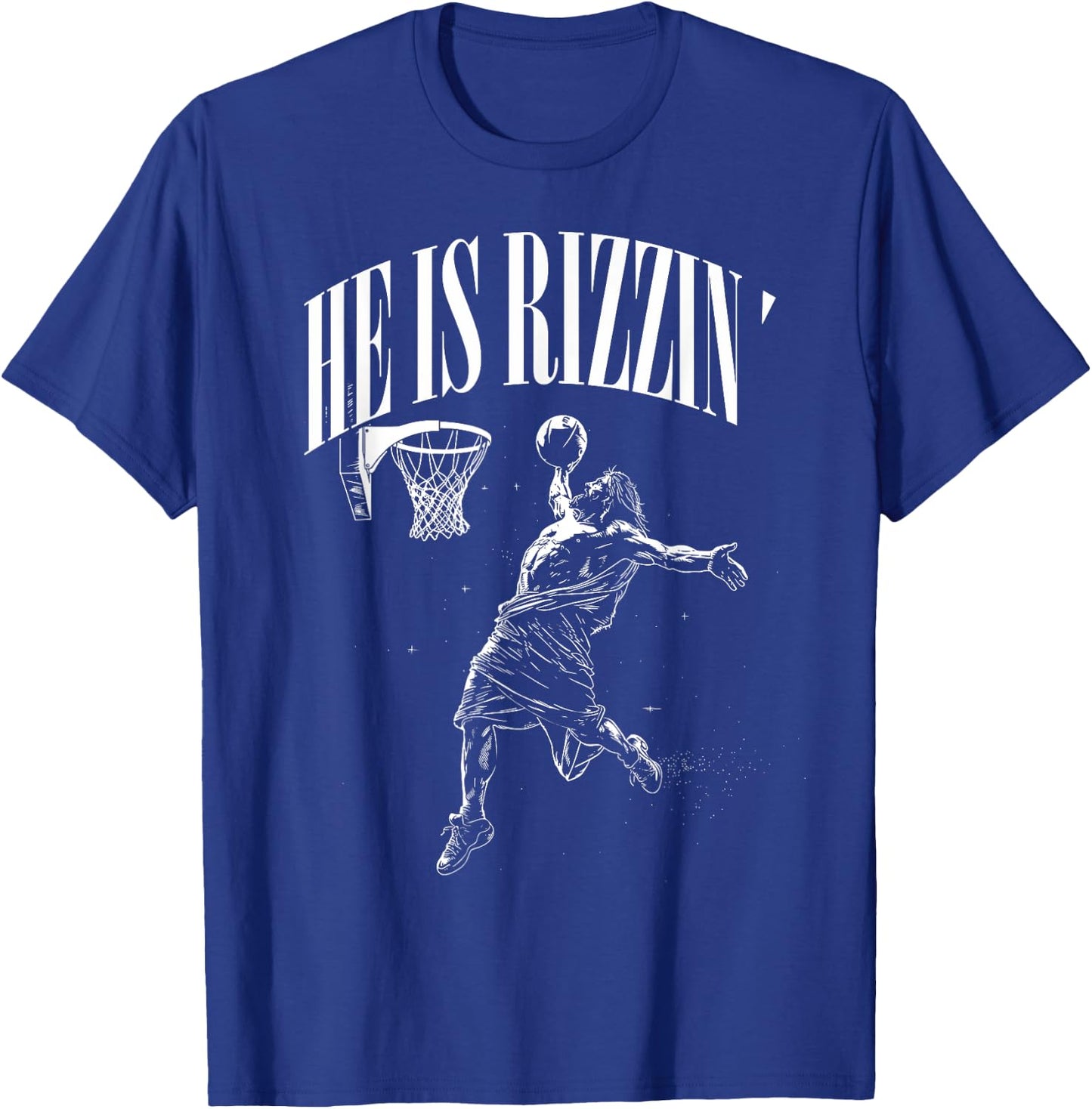 He Is Rizzin Funny Jesus playing Basketball funny easter T-Shirt - T-Shirt | Royal