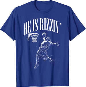 He Is Rizzin Funny Jesus playing Basketball funny easter T-Shirt - T-Shirt | Royal