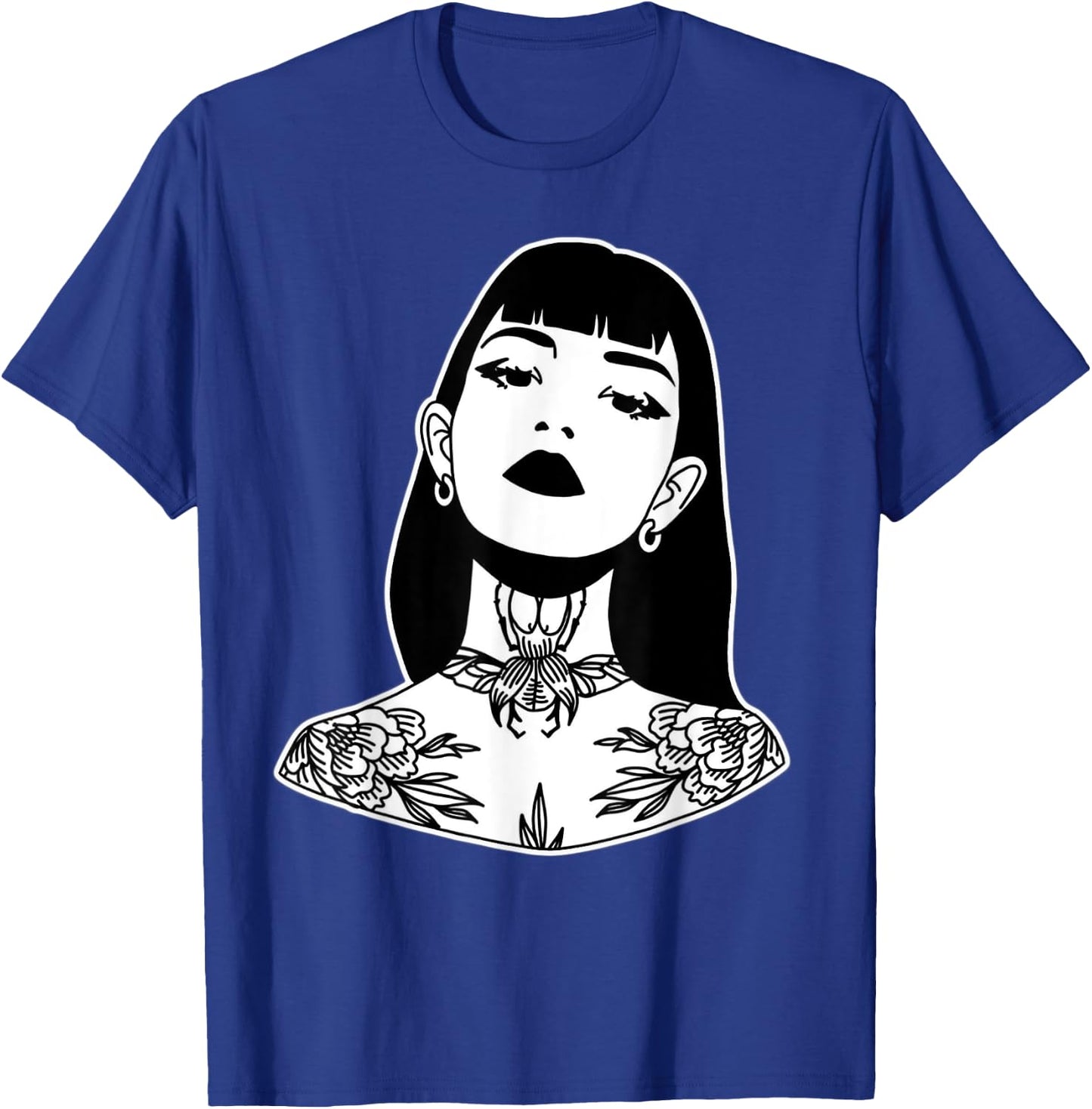 Tattooed Pretty Girl Blackwork T-Shirt - T-Shirt | Royal