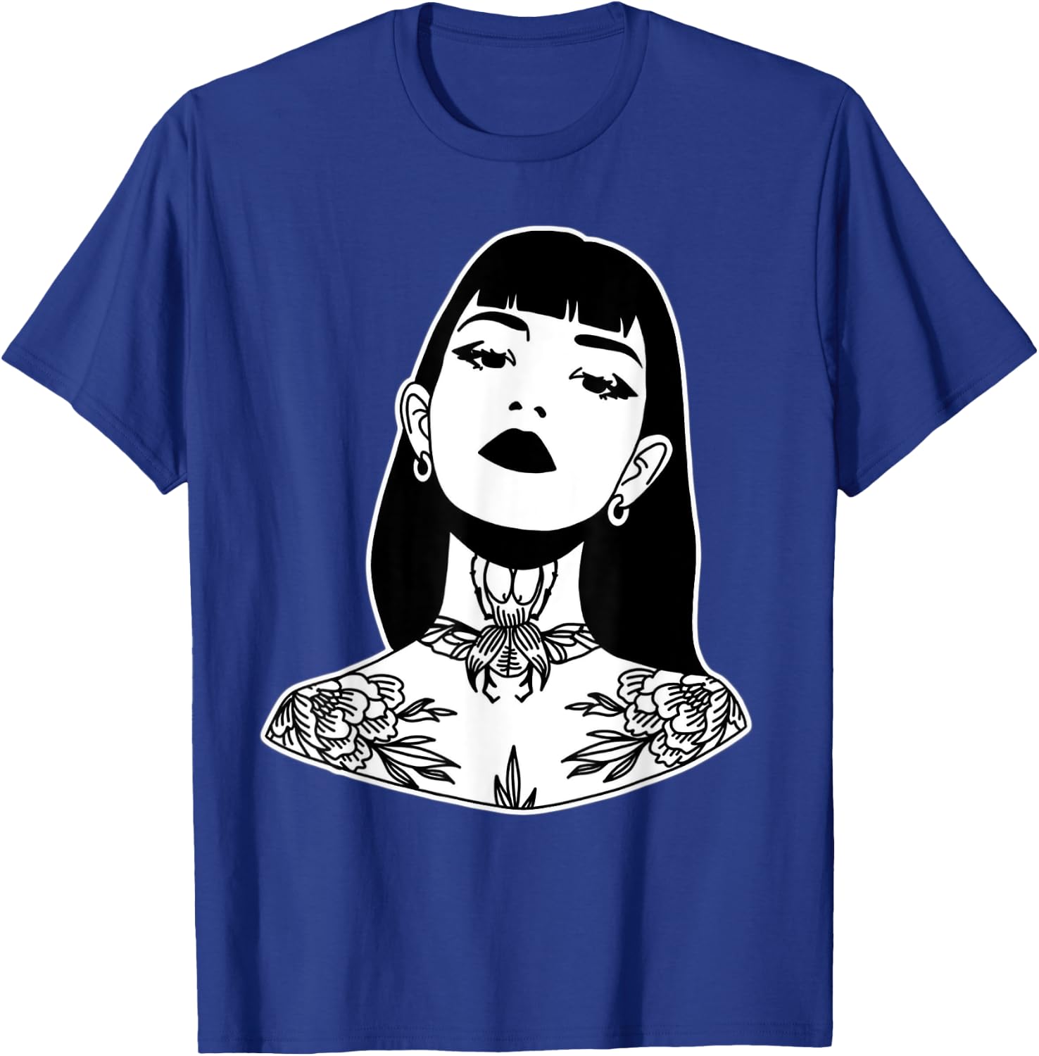 Tattooed Pretty Girl Blackwork T-Shirt - T-Shirt | Royal