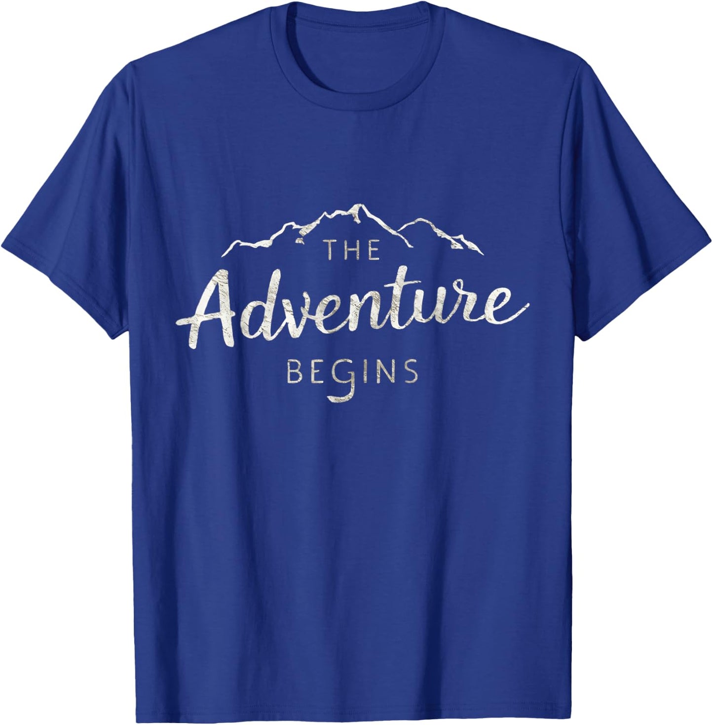 THE ADVENTURE BEGINS Funny Road Trip Camping Life Men Women T-Shirt - T-Shirt | Royal