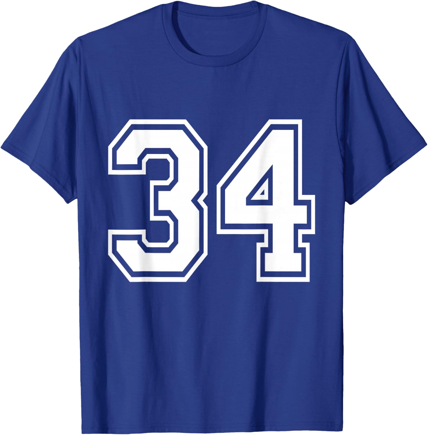 Number 34 Varsity Sports Team Jersey 34th Birthday 34 Years T-Shirt - T-Shirt | Royal