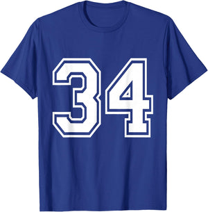 Number 34 Varsity Sports Team Jersey 34th Birthday 34 Years T-Shirt - T-Shirt | Royal