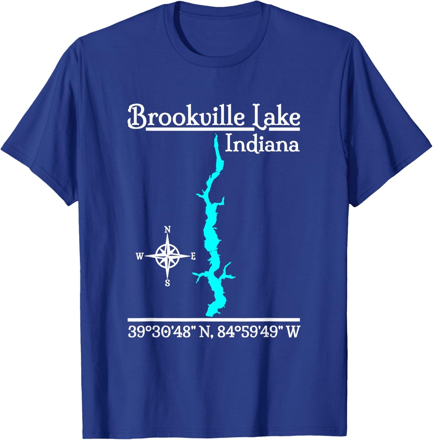 GeoGearCo Brookville Lake - Indiana - Adult - Black - Small - Short Sleeve - Classic Fit - - Classic Style - Polyester 100% - Camping, Hiking, Nature Lovers T-Shirt - T-Shirt | Royal