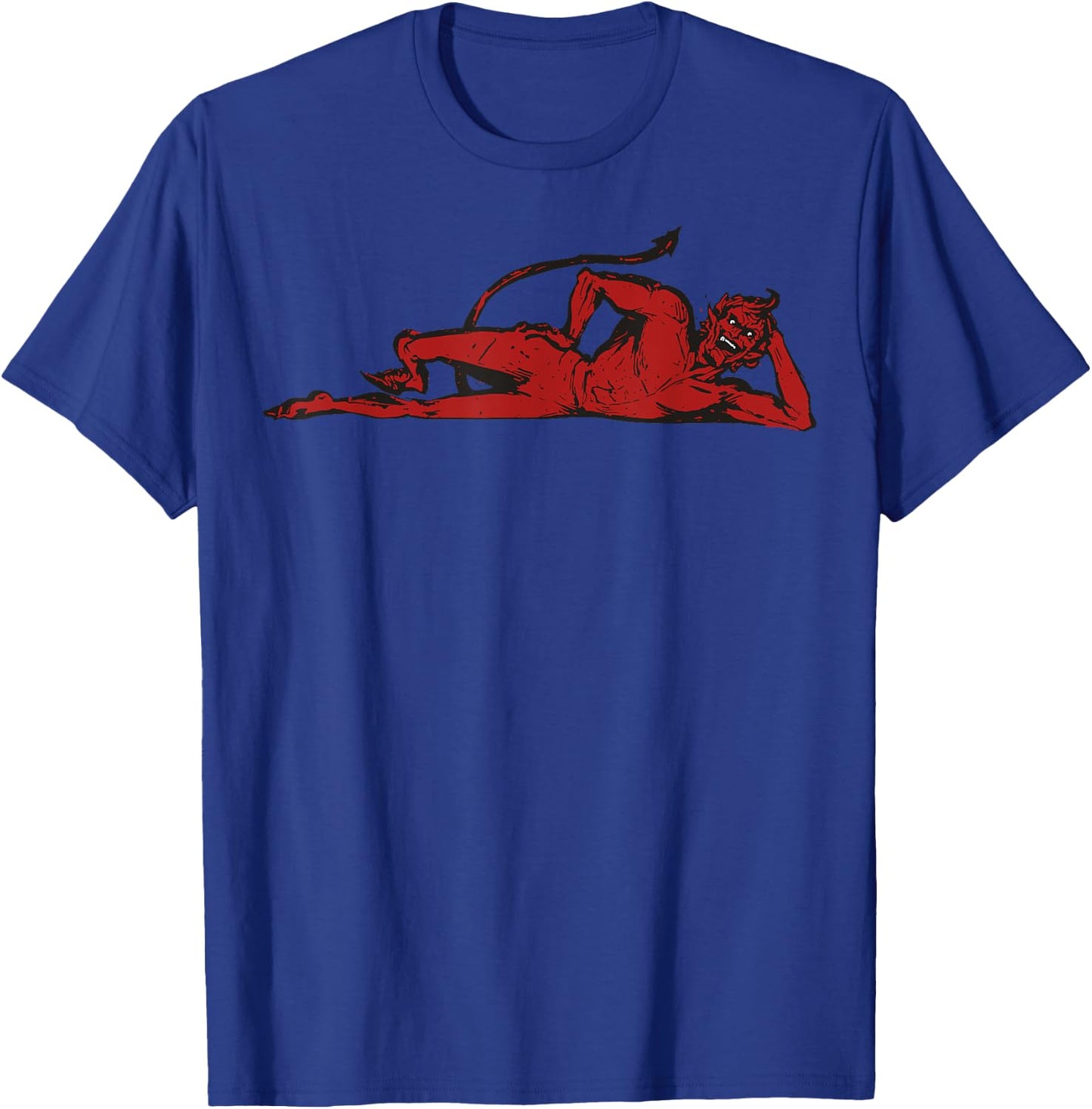 Mischievous Red Devil Design With Horns And Pointed Tail T-Shirt - T-Shirt | Royal