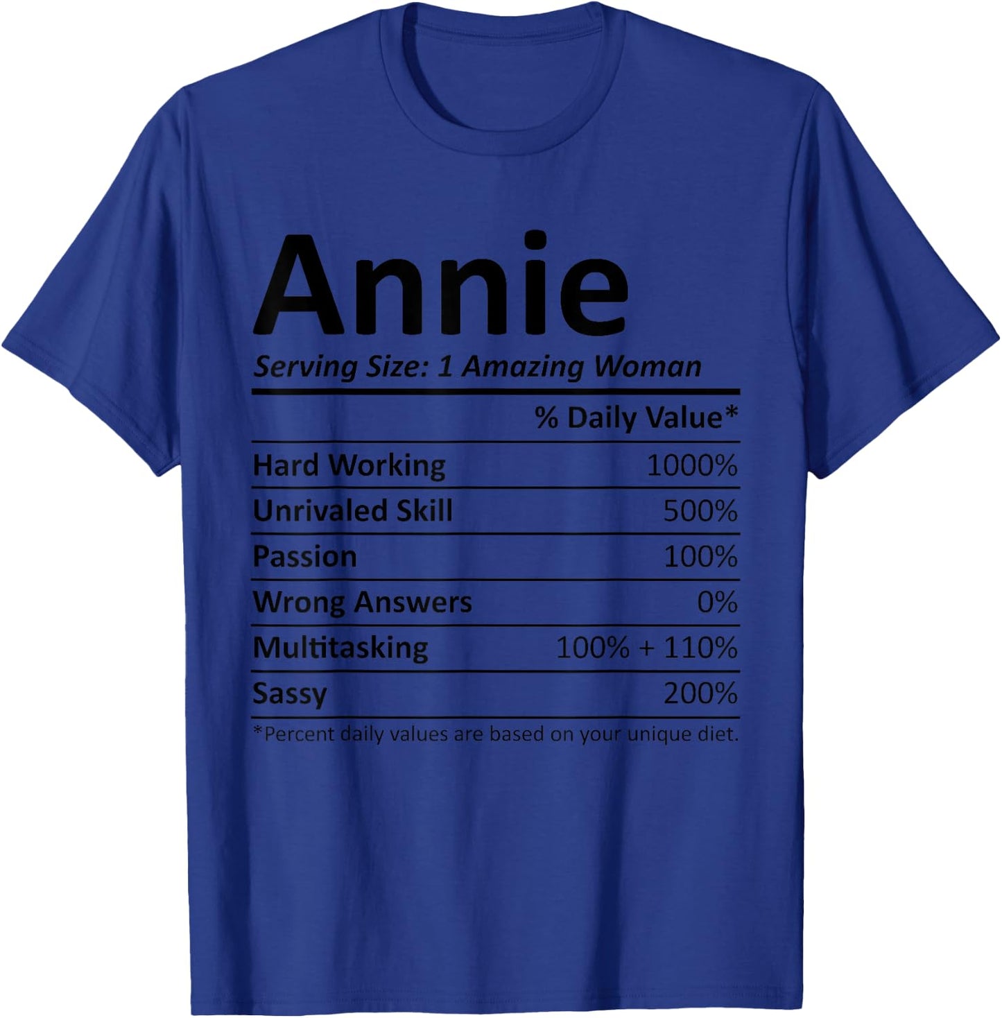 ANNIE Nutrition Personalized Name Funny Christmas Gift T-Shirt - T-Shirt | Royal