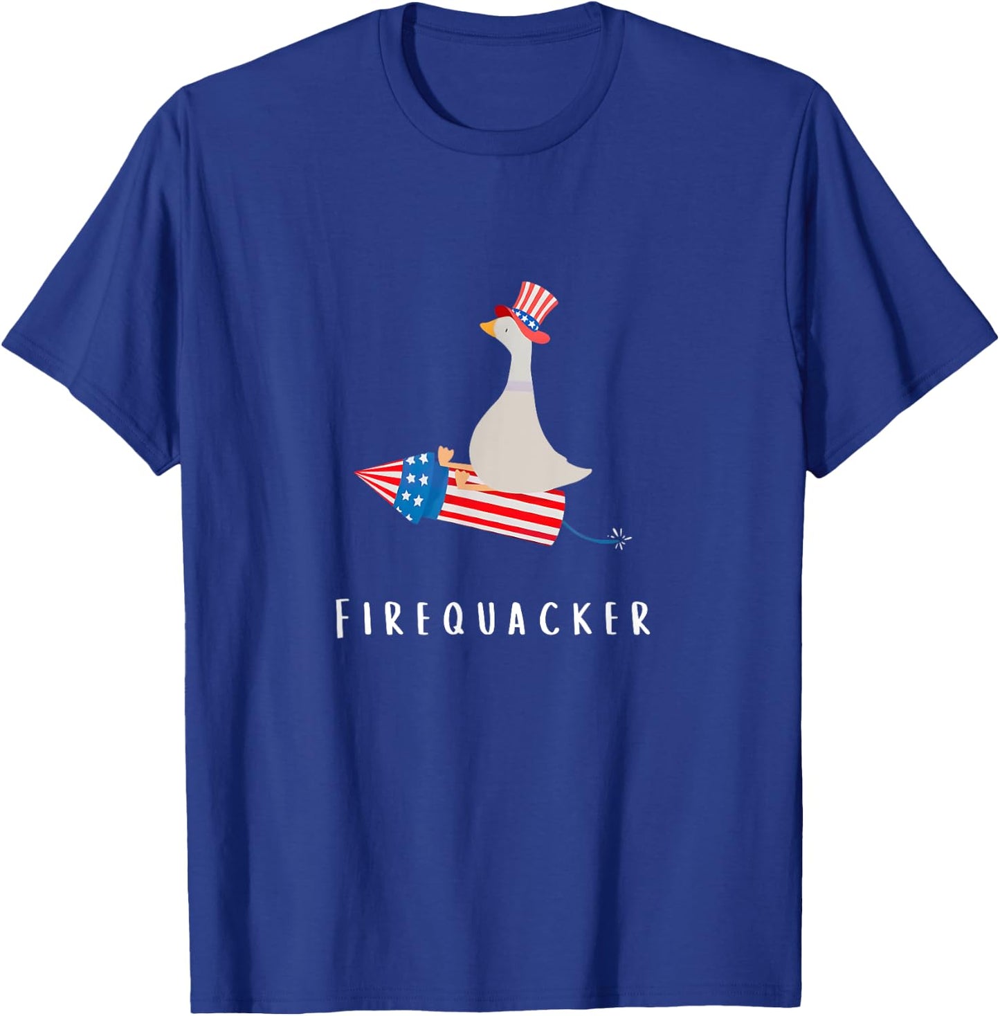 Funny Goose Fourth Of July Firequacker Independence Day T-Shirt - T-Shirt | Royal