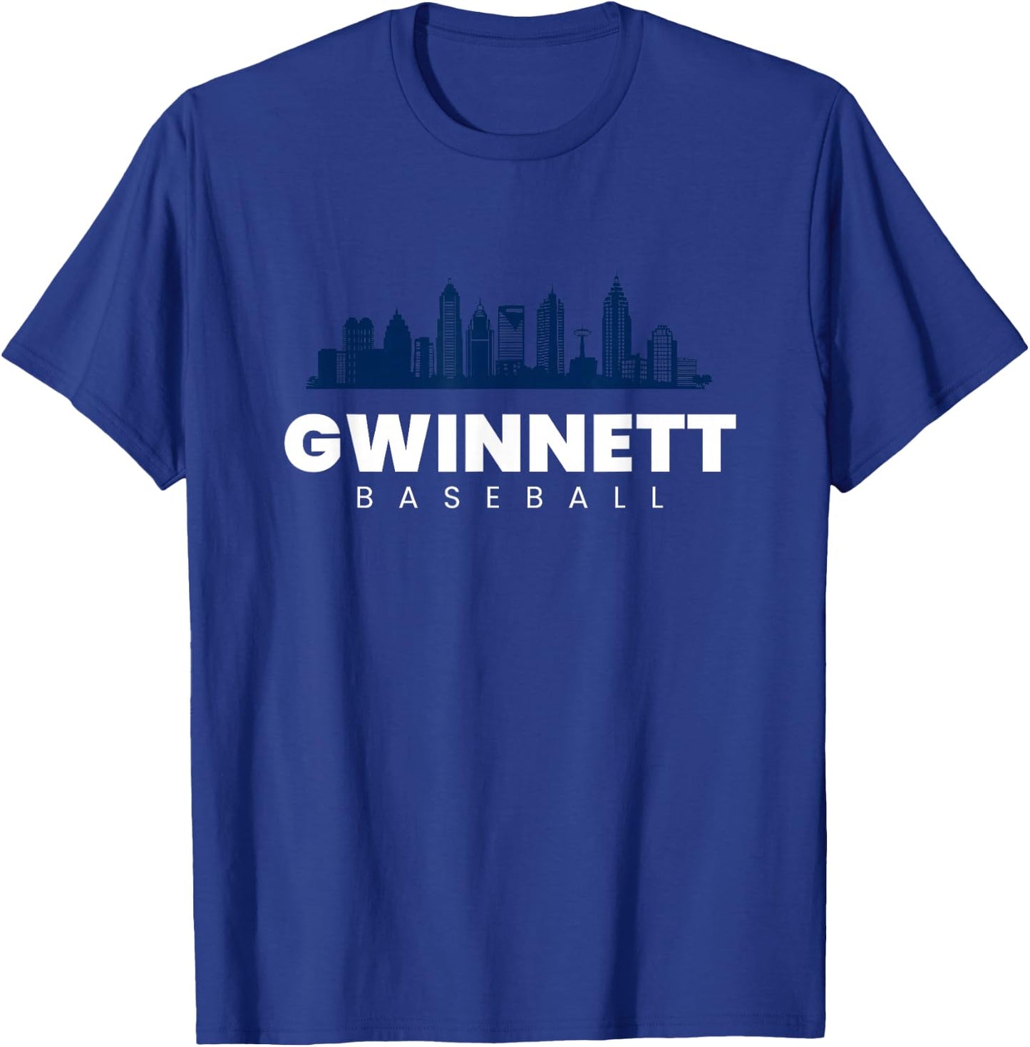 Gwinnett Baseball Vintage City Skyline Retro Baseball Lover T-Shirt - T-Shirt | Royal