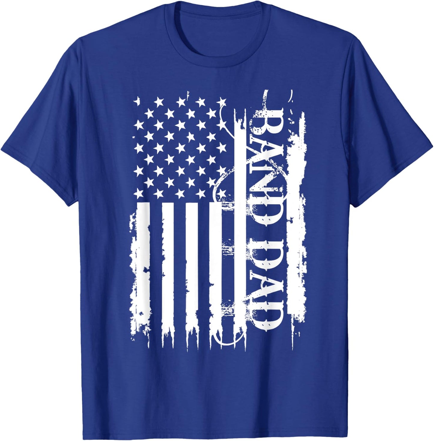 Band Dad United States Distressed w US Flag T-Shirt - T-Shirt | Royal
